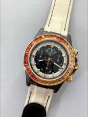 Rolex Daytona DiW Carbon Edition Rainbow Bezel – Forged Carbon Casing Beige Strap(1:1Super Clone ) - Image 4