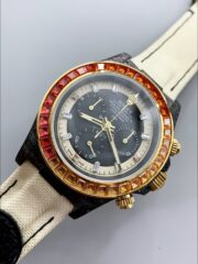 Rolex Daytona DiW Carbon Edition Rainbow Bezel – Forged Carbon Casing Beige Strap(1:1Super Clone ) - Image 3