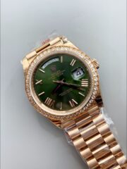 Rolex Day Date Presidential 18K Rose Gold Watch 40MM – Olive Green Dial(1:1Super Clone) - Image 3