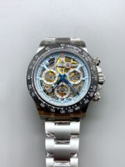 Rolex Daytona Artisans De Geneve Stainless Steel Watch Black Carbon Bezel Watch(1:1Super Clone )