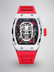 Best Swiss Replica RICHARD MILLE RM 52 Tourbillon Super Clone Watch – Skull Skeleton Dial, Red Strap