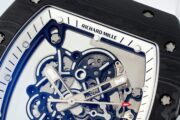 Richard Mille RM055 Skeleton Swiss Replica, Titanium Carbon Fiber Case, White Rubber Strap - Image 4