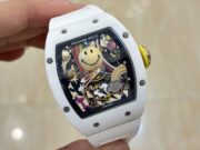 Best Richard Mille RM 88 Smiley Replica Swiss Automatic Tourbillon Watch with White Rubber Strap - Image 7