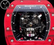 Best Richard Mille RM52-01 Replica - Red Rubber Strap, Skeleton Dial, Swiss Tourbillon, Carbon Fiber Case - Image 6