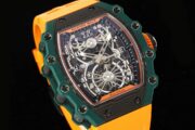 Best Richard Mille RM 21-02 Tourbillon Aerodyne Replica Watch - Orange Leather Strap - Image 3