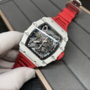 Richard Mille RM 35-01 Replica Rafael Nadal White Carbon Case Red Strap Watch | Swiss Movement, Skeleton Dial - Image 6