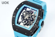 Best Replica RICHARD MILLE RM 55 – Swiss Movement Super Clone with Carbon Case & Blue Rubber Strap - Image 4