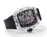 Replica Richard Mille RM 38-02 Pink Themed Crystal Skeleton Tourbillon Black Rubber Strap Watch - Image 4