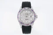Rolex Yacht-Master 42mm Platinum Case Watch with Diamond & Amethyst Bezel and Black Rubber Strap