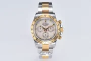 Rolex Daytona Watch with Moissanite Diamonds – Two-Tone with Mother-of-Pearl Dial