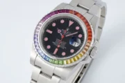 Rolex Submariner Rainbow Bezel Watch – Black Dial with Pink Markers, 40mm Stainless Steel Case - Image 3